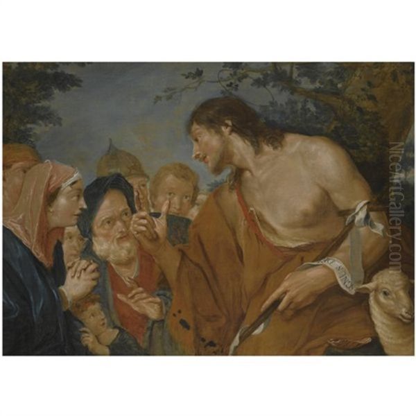 St. John The Baptist Preaching Oil Painting by Giovanni Battista Pittoni the younger