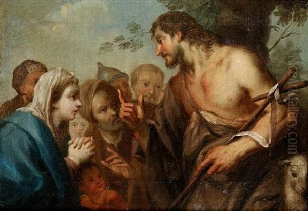 Saint John The Baptist Preaching To The Multitude Oil Painting by Giovanni Battista Pittoni the younger