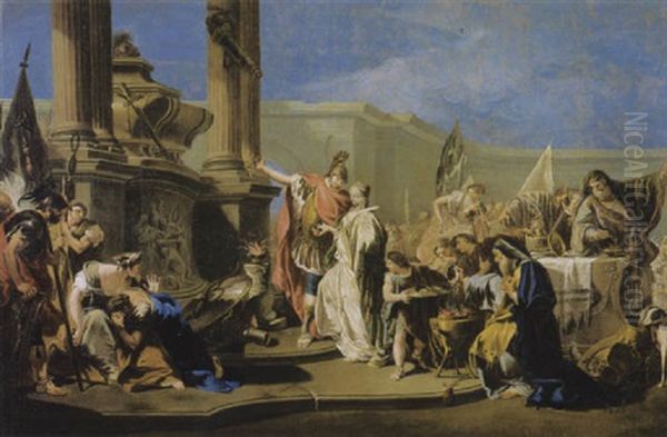 Il Sacrificio Di Polissena Oil Painting by Giovanni Battista Pittoni the younger