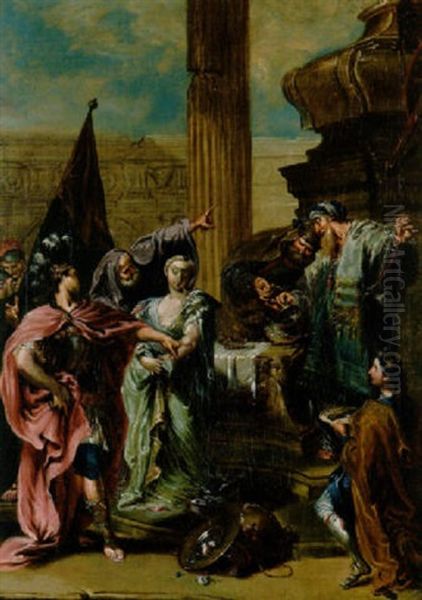 Il Sacrificio Di Polissena Oil Painting by Giovanni Battista Pittoni the younger