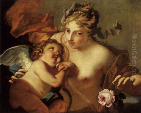 Venus Et Cupidon Oil Painting by Giovanni Battista Pittoni the younger