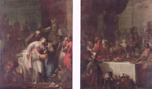 Belshazzar's Feast Oil Painting by Giovanni Battista Pittoni the younger