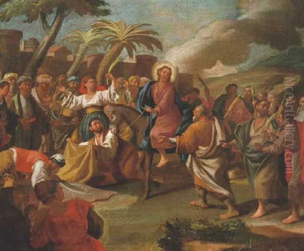 Christ's Entry Into Jerusalem Oil Painting by Giovanni Battista Pittoni the younger