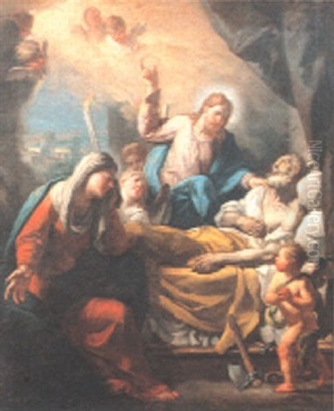 Il Transito Di San Giuseppe Oil Painting by Giovanni Battista Pittoni the younger