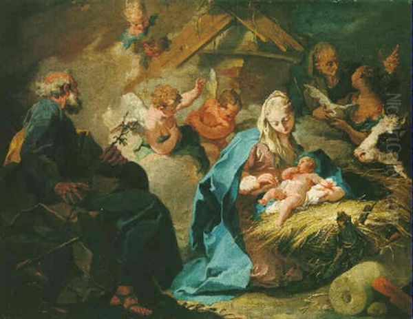 The Nativity Oil Painting by Giovanni Battista Pittoni the younger