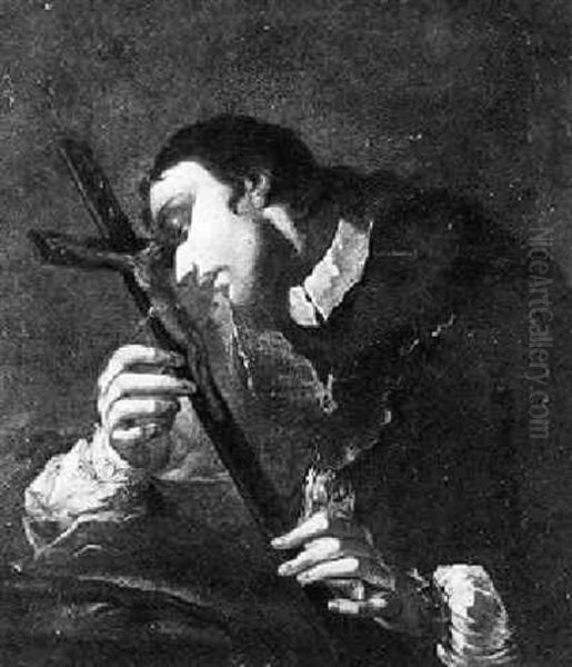 Bildnis Des Hl. Ignatius Von Loyola Mit Dem Kreuz Oil Painting by Giovanni Battista Pittoni the younger