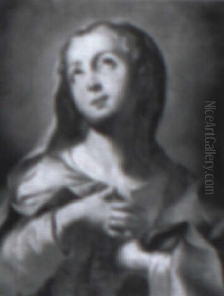 Virgin In Prayer Oil Painting by Giovanni Battista Pittoni the younger