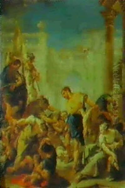 The Massacre Of The Innocents Oil Painting by Giovanni Battista Pittoni the younger