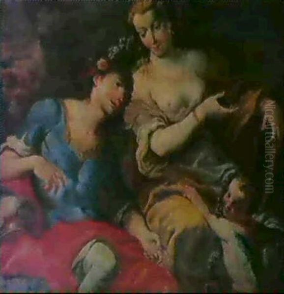 Hercules And Omphale  The Sacrifice Of      Epheginia  Berenice Cutting Her Hair... Oil Painting by Francesco Pittoni