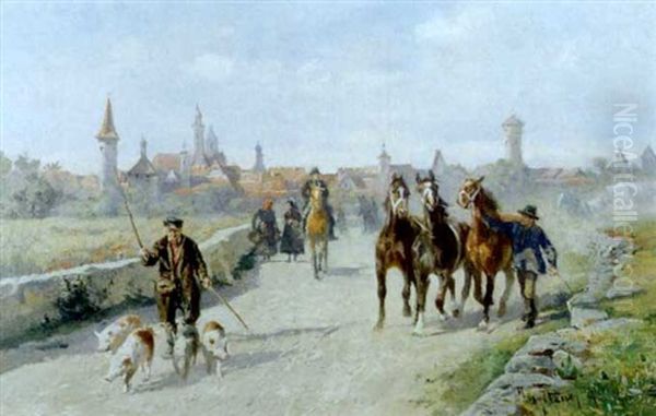 Heimkehr Vom Markt In Rothenburg Ob Der Tauber by Max Joseph Pitzner