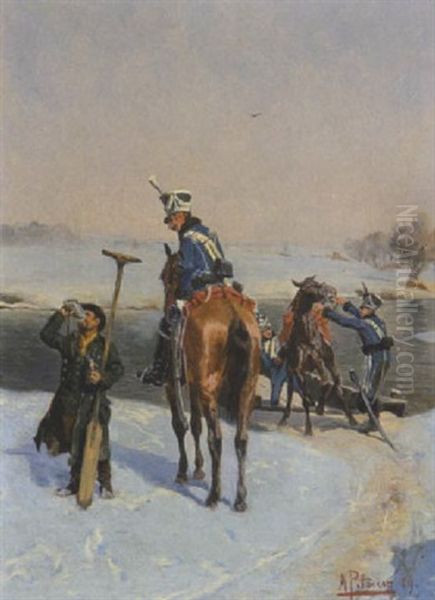 An Der Furt Oil Painting by Max Joseph Pitzner