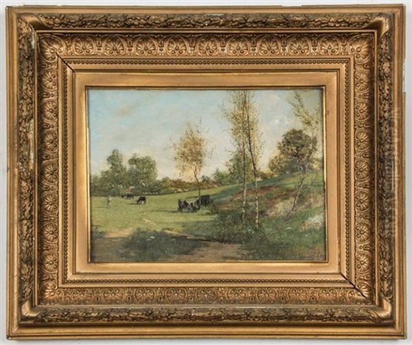 Pastoral Landscape With Cows Oil Painting by Giovanni Piumati