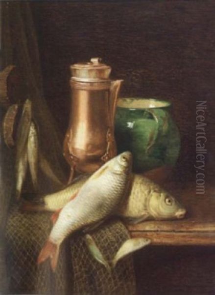 Nature Morte Aux Poissons De Riviere Oil Painting by Claudius Pizetta