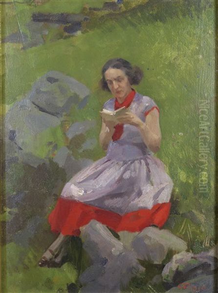 Lettura In Montagna Oil Painting by Oreste Pizio