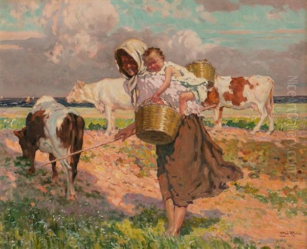 Escena Campesina Oil Painting by Alberto Pla y Rubio