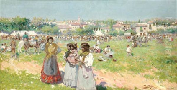 Feria De Ganado Oil Painting by Alberto Pla y Rubio