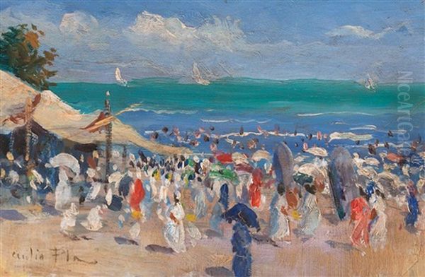 Escena De Playa Oil Painting by Cecilio Pla