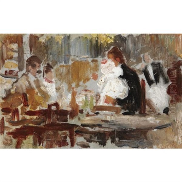 Cafe Oil Painting by Cecilio Pla