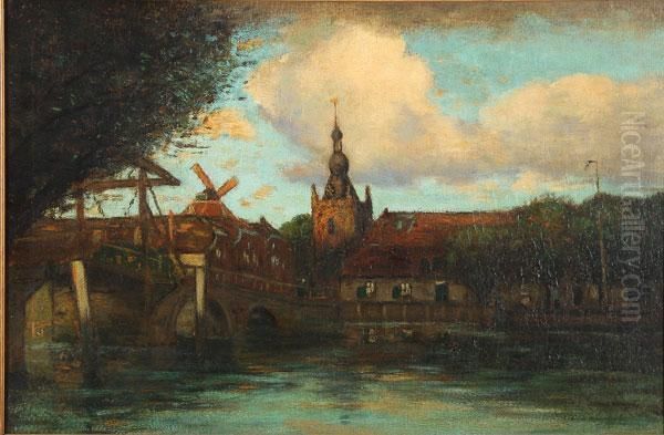 Landscape- Overskeye, Holland Oil Painting by George Henry Bogert