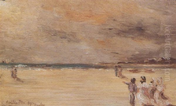 A Stroll On The Beach Oil Painting by Cecilio Pla