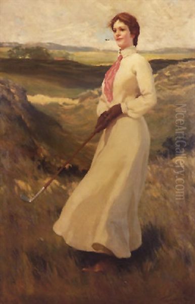 Mujer Jugando Al Golf Oil Painting by Cecilio Pla