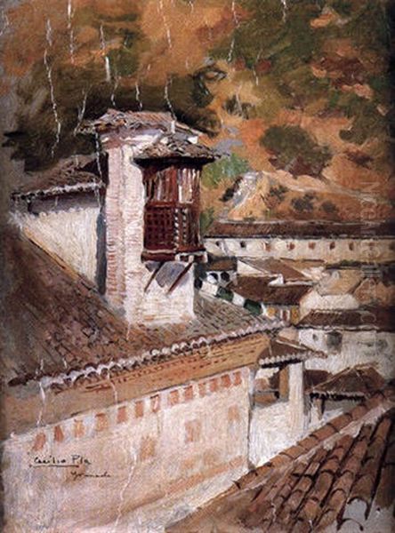 Vista De Granada Desde Un Alto Oil Painting by Cecilio Pla