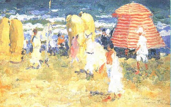 En La Playa De Las Arenas, Valencia Oil Painting by Cecilio Pla