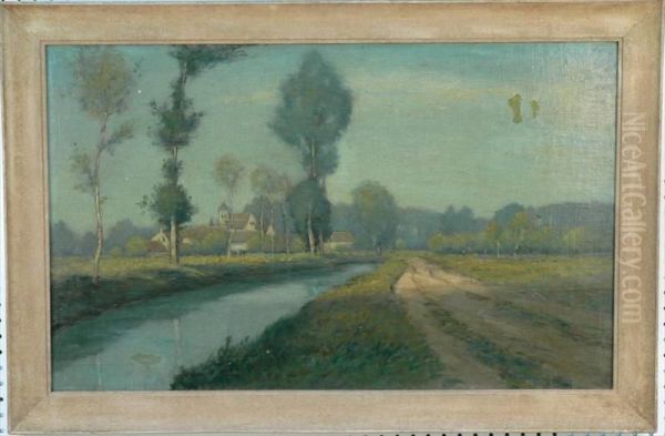 A Landscape With Canal And Buildings Oil Painting by George Henry Bogert