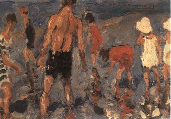 En La Playa Oil Painting by Cecilio Pla