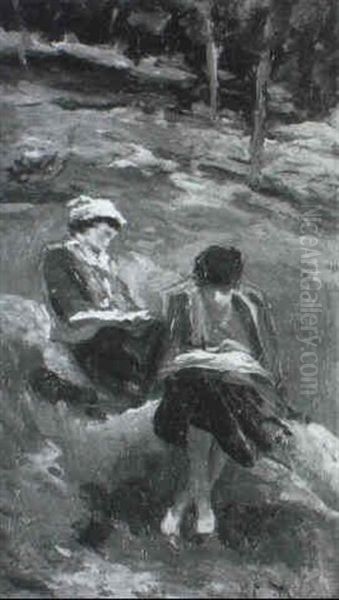 Leyendo En El Bosque Oil Painting by Cecilio Pla