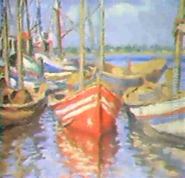 La Quilla Roja De La Barca Oil Painting by Cecilio Pla