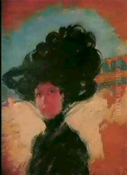 Dama Con Sombrero Oil Painting by Cecilio Pla