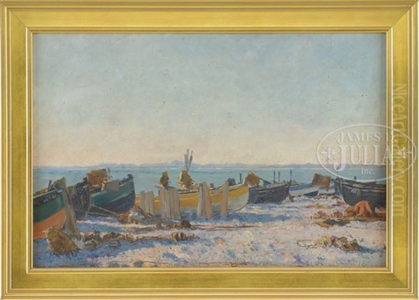 Boats Along The Water Oil Painting by Paul Place-Canton