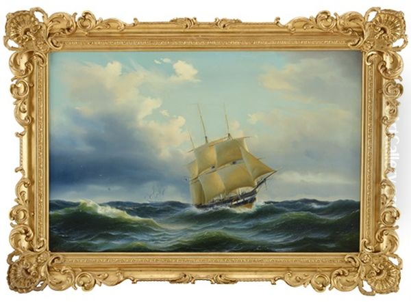 Segelfartyg Till Havs Oil Painting by Arnold Abraham Plagemann