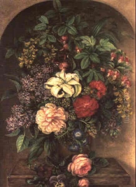 Stilleben Med Blommor Oil Painting by Augusta Plagemann