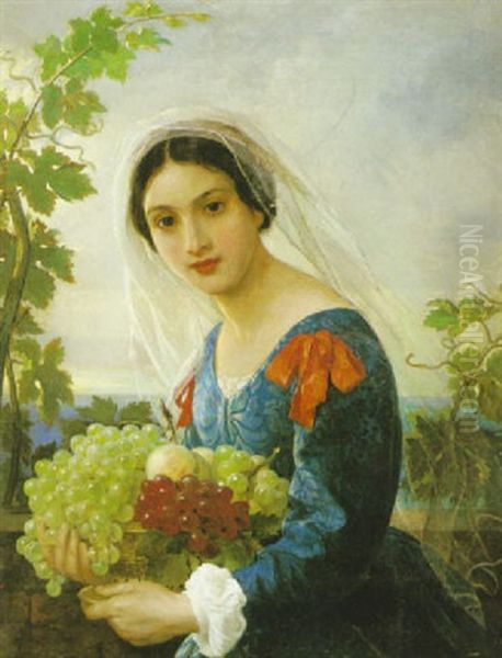 Italienska Med Vindruvsklasar Oil Painting by Carl Gustaf Plagemann