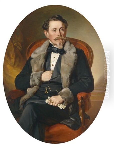 Bildnis Alois Reitter (1805-1864) Im Roten Lehnstuhl Oil Painting by Josef Plank