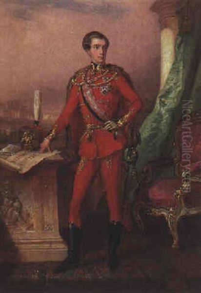 Kaiser Franz Joseph Als Ungarischer Husarengeneral, Im Hintergrund Die Gloriette Oil Painting by Josef Plank