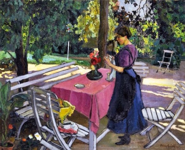 In The Garden Oil Painting by Ervin Plany