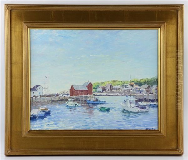 Rockport Scene Oil Painting by David van der Plas