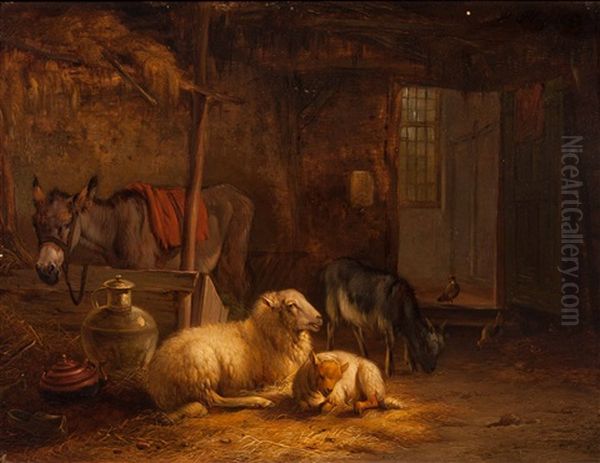 Interior Of A Stable Oil Painting by Pieter Plas