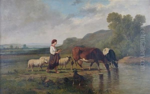 The Shepherdess Oil Painting by Pieter Plas