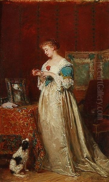 La Femme Au Miroir Oil Painting by Antoine Emile Plassan