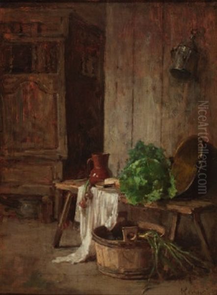 Interieur Mit Stillleben Oil Painting by Antoine Emile Plassan