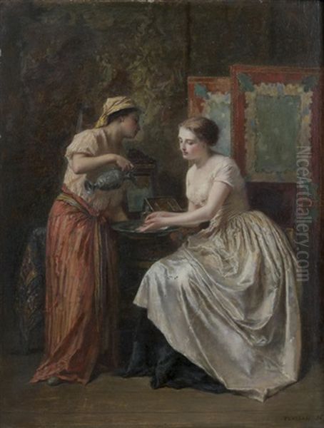 Jeune Femme A Sa Toilette Oil Painting by Antoine Emile Plassan