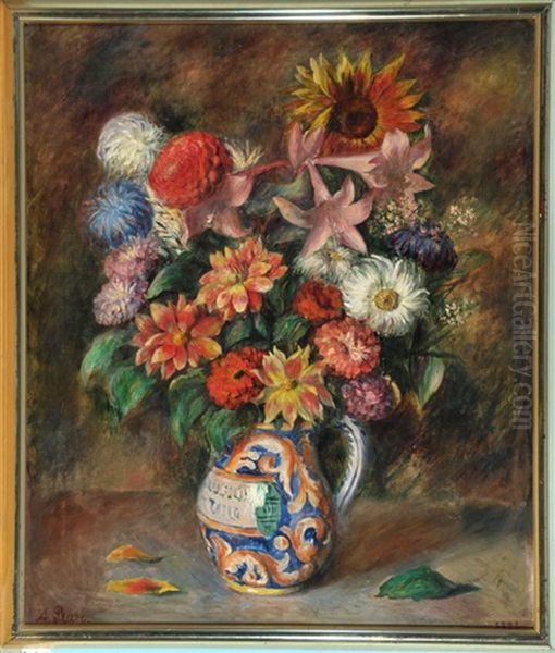 Bunter Gartenblumenstraus In Einem Krug Oil Painting by Anna Plate