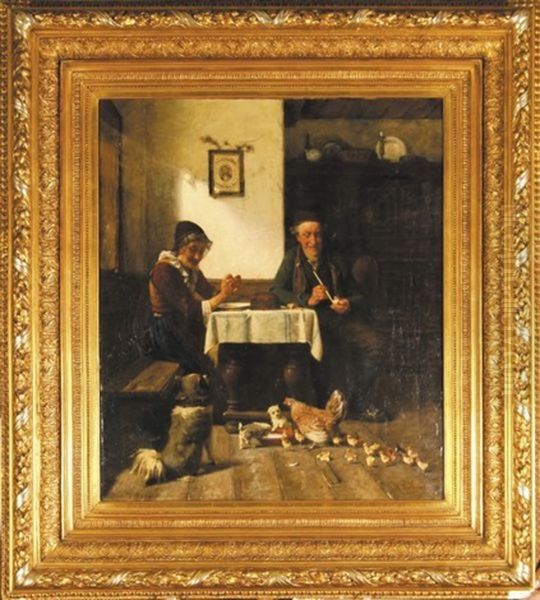 Staruszkowie Przy Stole Oil Painting by Hermann Plathner