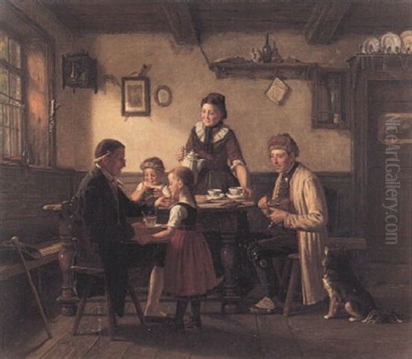 A Guest At Supper Oil Painting by Hermann Plathner