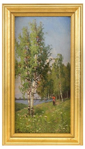 Summer Landscape Oil Painting by Semyon Sergeievich Platonov