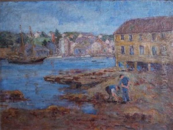 Workers By The Port Oil Painting by Althea Hill Platt